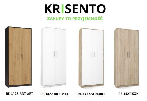 Dostępne warianty kolorystyczne mebla: Regał zamknięty RE-1427.