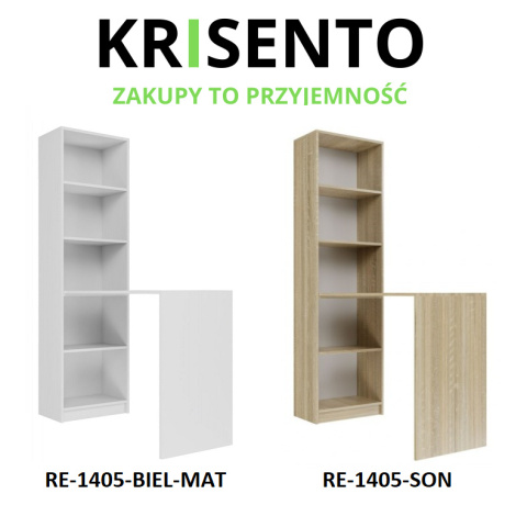 Dostępne warianty kolorystyczne mebla: Regał z biurkiem RE-1405.