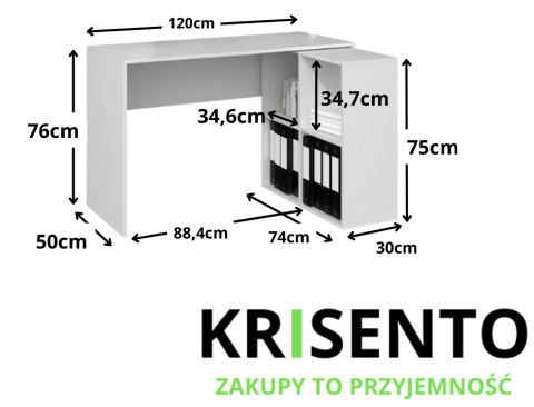 Wymiary biurka narożnego BIUR-702-BIEL-MAT.