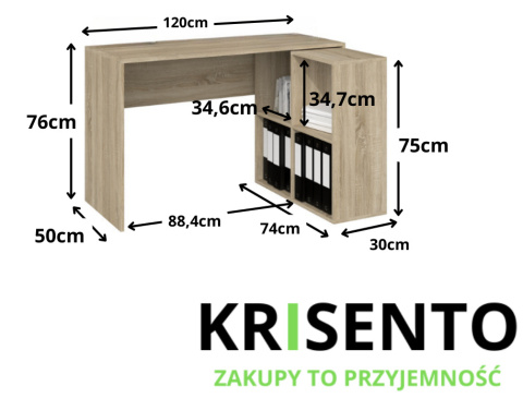 Wymiary biurka narożnego BIUR-702-SON.