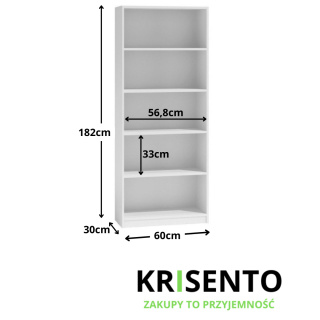Regał na książki biały 60cm RE-1403-BIEL-MAT