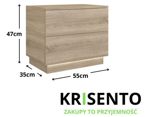 Wymiary szafki nocnej SN-306-SON+LED.