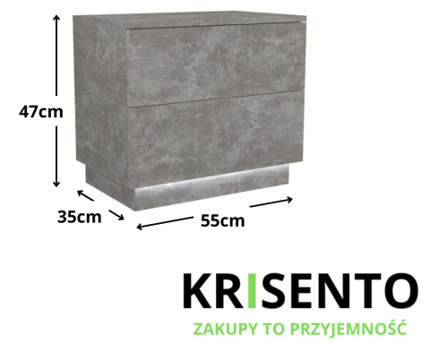 Wymiary szafki SN-306-BET+LED nocnej.