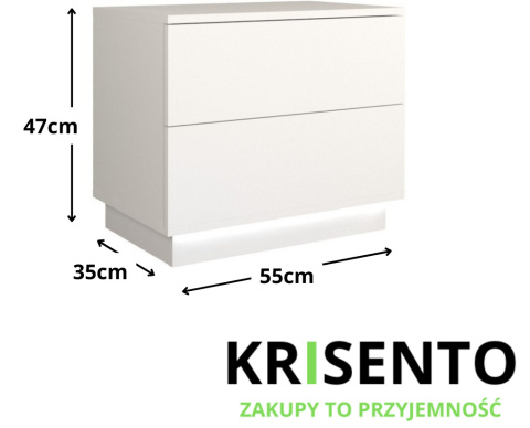 Wymiary szafki nocnej SN-306-BIEL-MAT+LED.