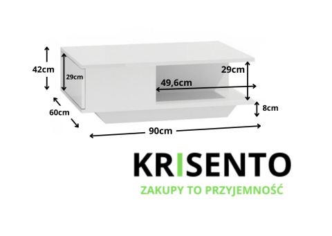 Wymiary stolika STOL-807-BIEL-POŁ kawowego.
