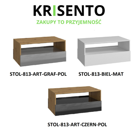 Dostępne warianty kolorystyczne mebla: Stolik z szufladami STOL-813.