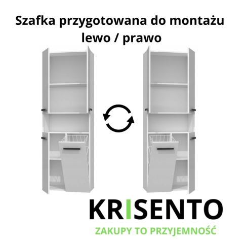 Schemat techniczny słupka LAZ-1319-BIEL-POŁ pokazujący możliwość montażu na lewą lub prawą stronę.
