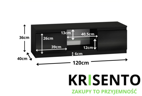 Szafka rtv led czarny połysk RTV-501-CZERN-POL+L